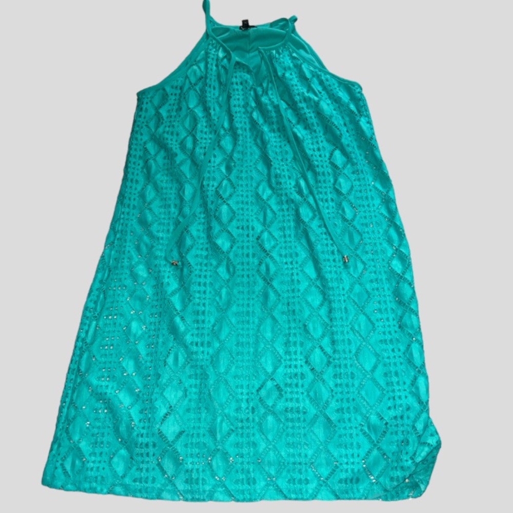 Lily Rose Spaghetti Strap Crochet Lace Mini Dress, Size Small, NWT, Aqua Blue - Picture 8 of 16